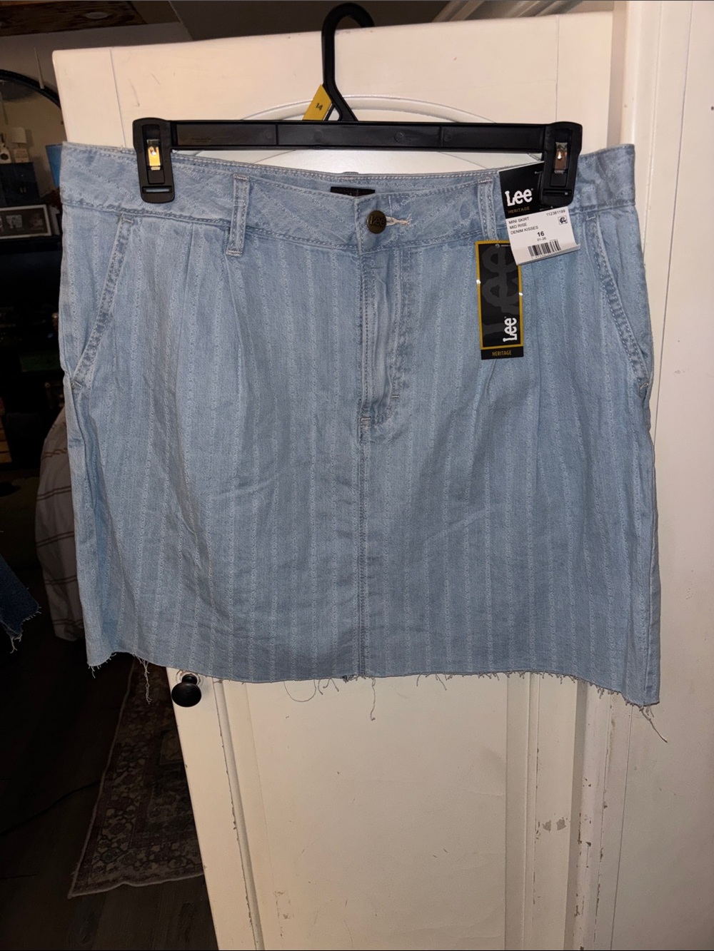 Lee Light Wash Striped Denim Mini Skirt